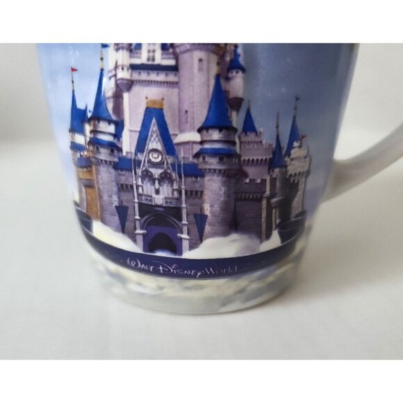Walt Disney World Coffee Mug Raised 3D Cinderella Castle Tinkerbell Glitter - Picture 3 of 10